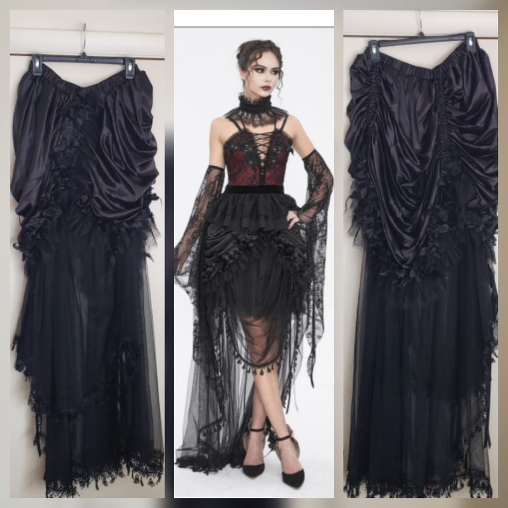 *NWT* Eva Lady Elegant Black Gothic Bustle Skirt